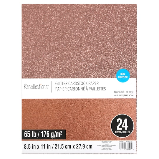 Rose Gold Glitter Cardstock Paper by Recollections™, 8.5" x 11"